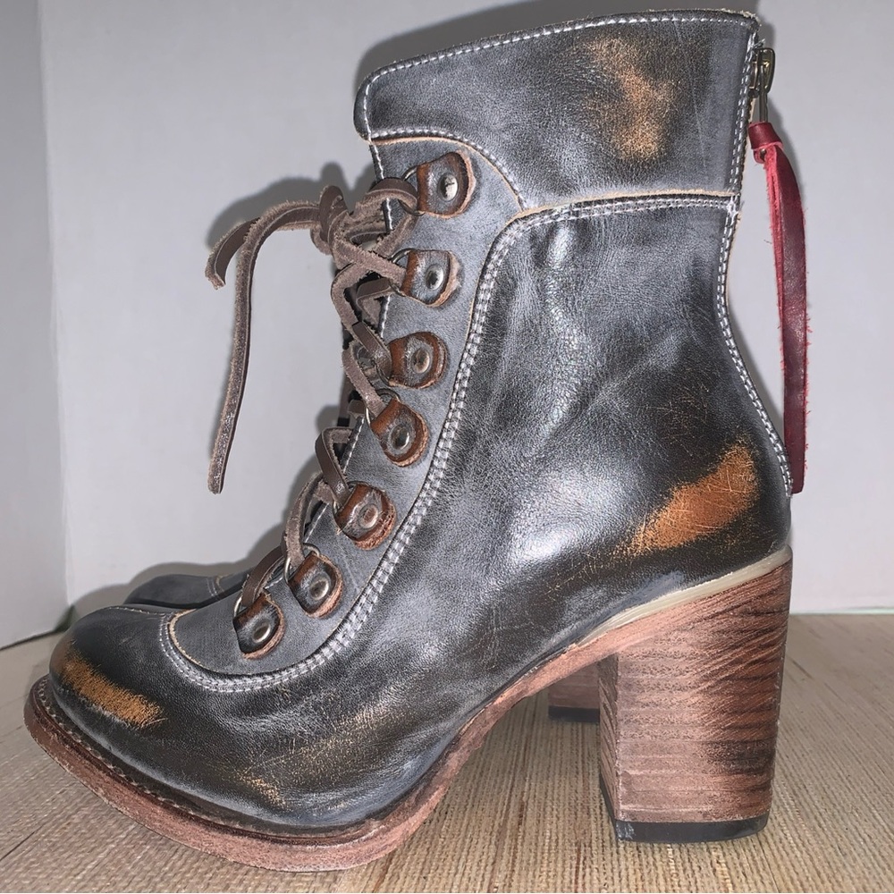 Freebird Borow Boots Ice Gray/Brown distressed Women’s 7 Biker Western Boho - Picture 11 of 16